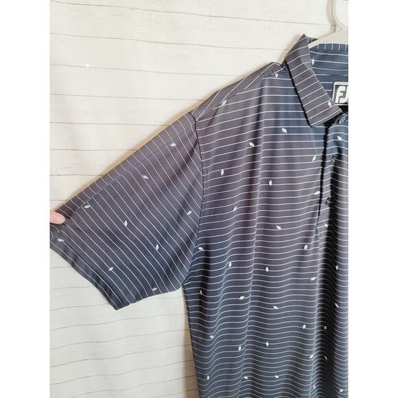 FOOTJOY GRAY STRIPE W LEAF DETAIL GOLF POLO, SZ XL - Picture 2 of 13